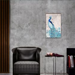 Vera Mavi Tavuskuşu Baskılı Ahşap Tablo HK1319