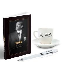 2026 Atatürk İstikbal Ajanda - Atatürk İmza Baskılı Kahve Fincanı - Ayraç - Kartpostal