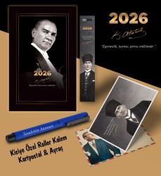 2026 Gazi Paşa Atatürk Ajandası Ayraç Kartpostal Kalem - Lacivert