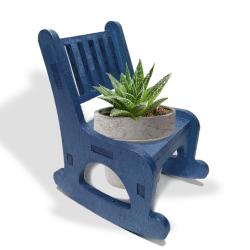 Lora Beton Saksılı Sallanan Sandalyeli Çiçeklik, Mavi HK1605-203