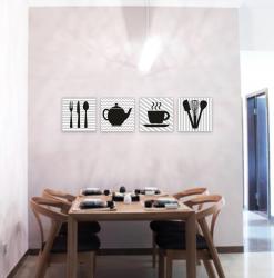 Mutfak Temalı 4'lü Tablo Set