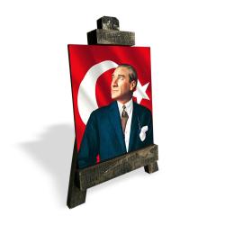 Ahşap Şövalyeli Resim ,Küçük Boy Atatürk Resim 2 HK2514-2