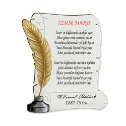 Ahşap Ferman Magnet " İzmir Marşı" HK2501-01
