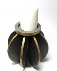 Ahşap Küre Mumluk Siyah Üzerine Altın Varaklı, Büyük HK0222-SAV