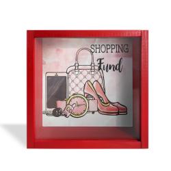 Camlı Ahşap Kumbara Fashion Kırmızı HK0656-0011