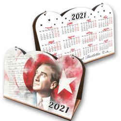 Ahşap Masa Takvimi Renkli Atatürk Baskılı HK2505
