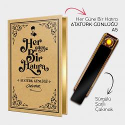 Atatürk Günlüğü A5 ve Sürgülü Şarjlı Çakmak