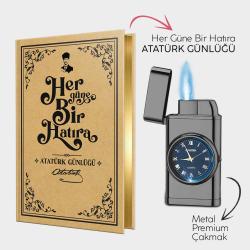 Atatürk Günlüğü ve Piano Black Saatli Çakmak
