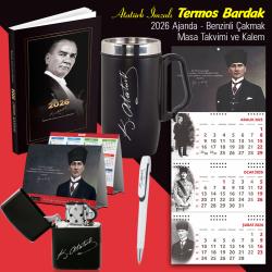 Atatürk İmzalı 2026 Ajanda - Termos Bardak - Duvar Takvimi - Masa Takvimi - Kalem - Benzinli Çakmak