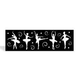 Balerin Kızlar 2 Katlı Ahşap Oyma Tablo Beyaz & Siyah HK1405