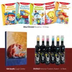 Beşli Boyama Kitabı - Fosforlu Kalem DL-2028A -  Kedi Rüyası Defter