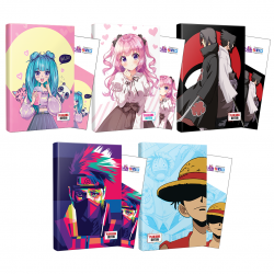 Beşli Catgirl-Naruto-Luffy-Violet-Sasuke-Itachi Defter ve Ayraç