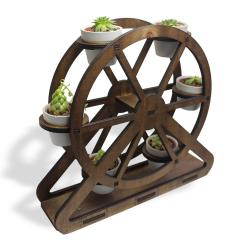 Beton Saksılı Ahşap Dönme Dolap Çiçeklik HK1608