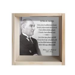 Camlı Ahşap Kumbara İstiklal Marşı "Ham Ahşap" HK0684-HM