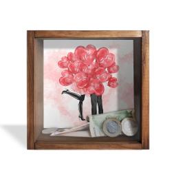 Camlı Ahşap Kumbara Love HK0636