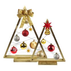 Cristin 2'li Dekoratif Ahşap Çam Ağacı "Altın Renk" HK0864-200