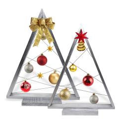 Cristin 2'li Dekoratif Ahşap Çam Ağacı "Gümüş Renk" HK0865-102