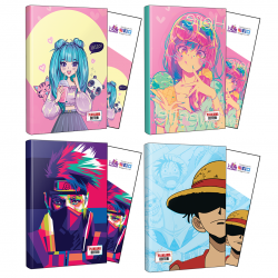 Dörtlü Catgirl-Icecream-Naruto-Luffy Defter ve Ayraç