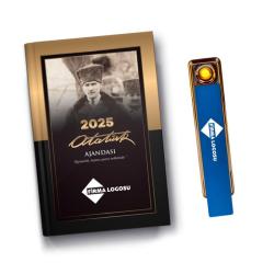 Firmalara Özel 2025 Atatürk Ajanda Çankaya ve USB Şarjlı Çakmak Minimum Sipariş 10 Adet