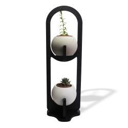 Hera 2'li Beton Saksılı Ahşap Çiçeklik HK1610