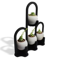 Hera 4'lü Beton Saksılı Ahşap Çiçeklik HK1611