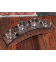 Ahşap Köprülü 4'Lü Cam T-Lıght Mumluk HK0230