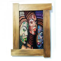 3D Dövmeli Kadınlar Ahşap Tablo HK0006