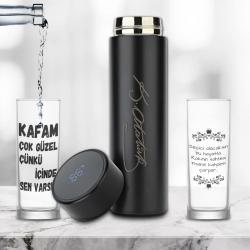 İkili Eğlenceli Meşrubat Bardağı - Atatürk İmzalı Dereceli Termos