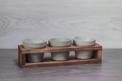 HK Dekor Lora 3'lü Beton Saksı ve Ahşap Stand HK1548