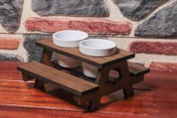 HK Dekor Beton Saksı ve Ahşap Bank - Kahverengi