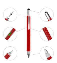 Su Terazili,Cetvelli ve Tornavidalı Mühendis Kalem Kırmızı