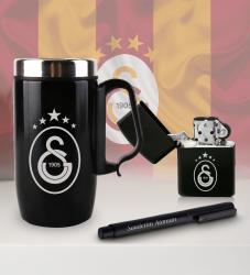 Kişiye Özel Taraftar Seti - Termos Kupa Bardak - Benzinli Çakmak - Metal Roller Kalem - GS