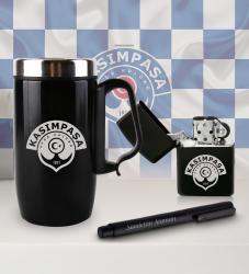 Kişiye Özel Taraftar Seti - Termos Kupa Bardak - Benzinli Çakmak - Metal Roller Kalem - Kasımpaşa