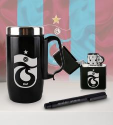 Kişiye Özel Taraftar Seti - Termos Kupa Bardak - Benzinli Çakmak - Metal Roller Kalem - Trabzonspor