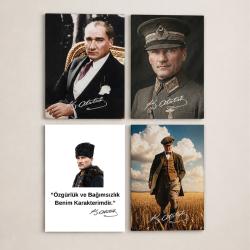 Mustafa Kemal 4'lü Set - 15x20 cm, 3 mm MDF, UV Baskı