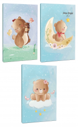 Sevimli Ayıcıklar 3lü 64 Sayfa Çizgili Okul Defteri Seti -1