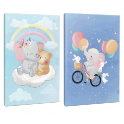 Sevimli Filler 2li 64 Sayfa Çizgili Okul Defteri Seti