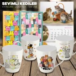 Sevimli Kediler 4 Kupa 2 Defter 1 Takvim -6