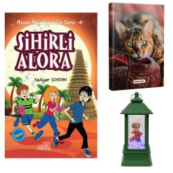 Sihirli Alora - Şaşkın Kedi Planlama Defteri ve Harry Potter Temalı Fener Tipi Işıklı Kar Küresi