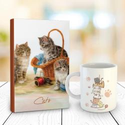 Tekir 128 Sayfa Çizgili defter ve Kedi Kulesi Kupa Bardak