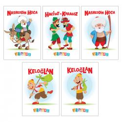 Türk Karakterler 5'li 64 Sayfa 13,5 x19,5cm Okul Defteri