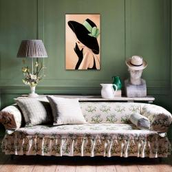 Vera Yeşil Fiyonk Şapkalı Kadın Baskılı Retro Ahşap Tablo HK1309