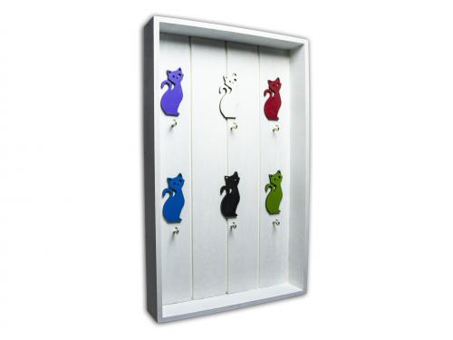 Kedi Figürlü 6'Lı Anahtarlık Kutusu, Beyaz - Halkkitabevi