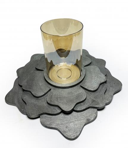 3 Kat Gümüş Çiçek Camlı Mumluk - Halkkitabevi