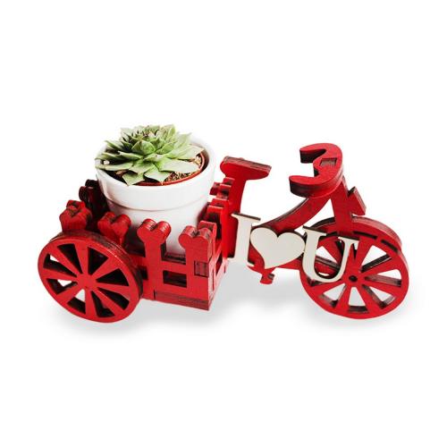 I Love You Yazılı Küçük Kırmızı Beton Saksılı Bisiklet - Halkkitabevi