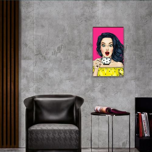 Vera Retro Kadın Baskılı Ahşap Tablo Model 4