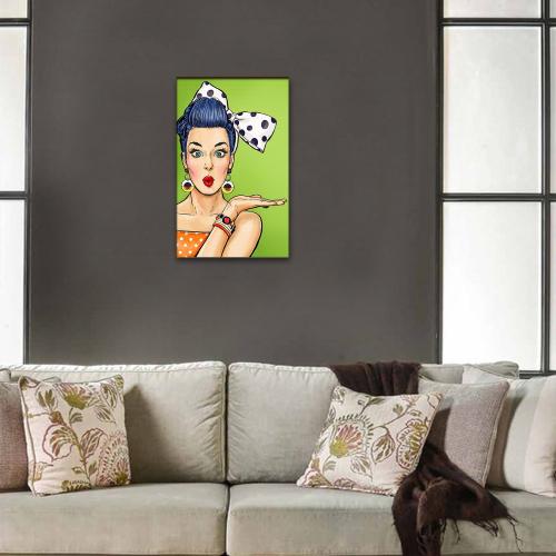 Vera Retro Kadın Baskılı Ahşap Tablo Model 1 - Halkkitabevi