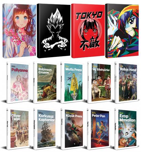10 Dünya Çocuk Klasiği ve 4 Anime Defter -Set-2