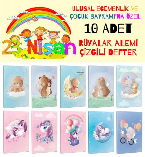 Rüyalar Alemi 10lu 64 Sayfa Çizgili Okul Defteri Seti