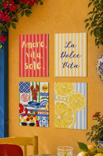 La Dolce Vita Tablo Seti 4'lü Set – Sicilya Temalı- 15x20 cm, 3 mm MDF, UV Baskı